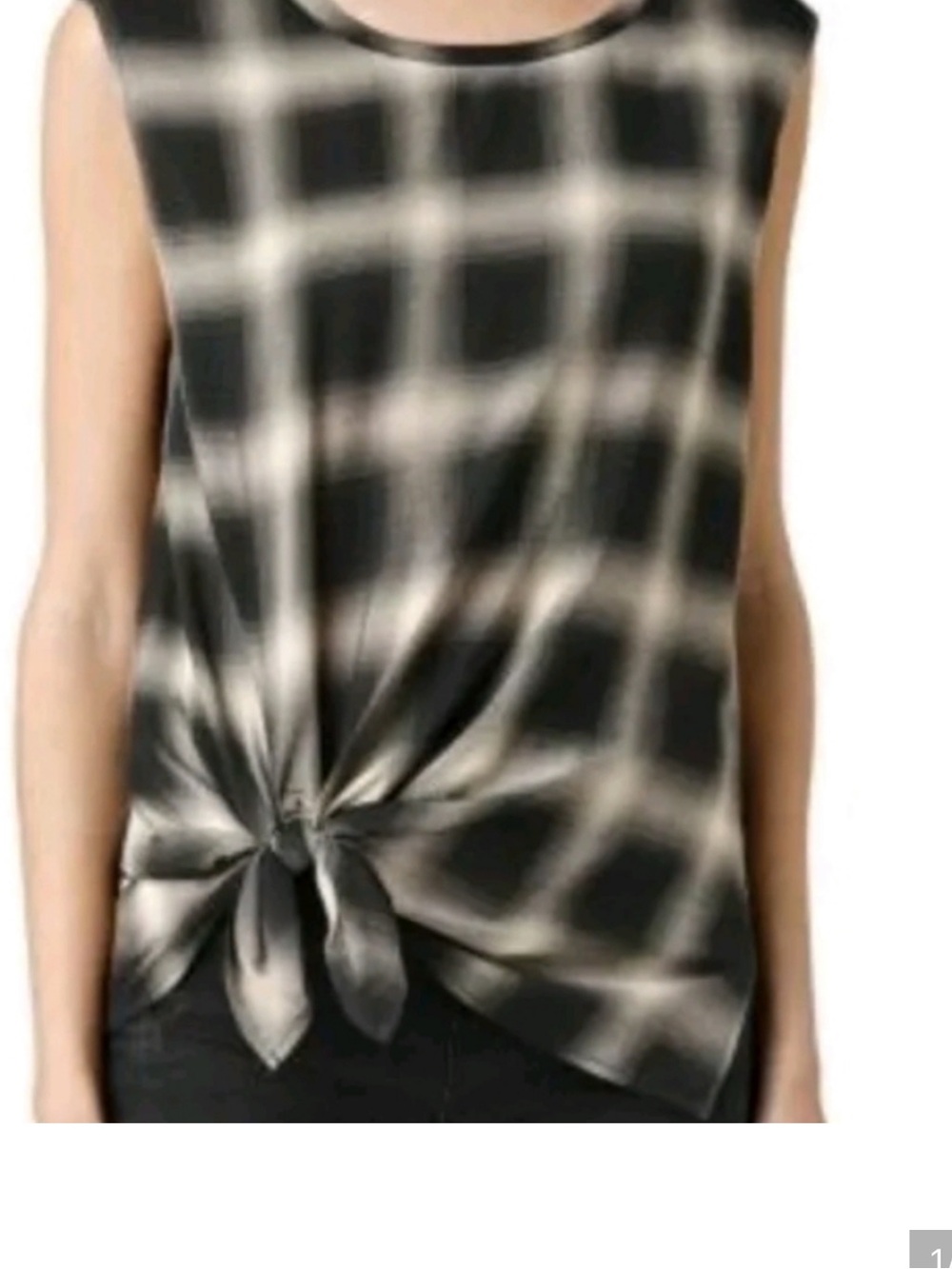 ALL SAINTS tie front HENRY check top 6 sleeveless tank Small monochrome tunic
